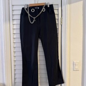 Miaou Tommy Pinstripe Pants with Silver Chain Accent